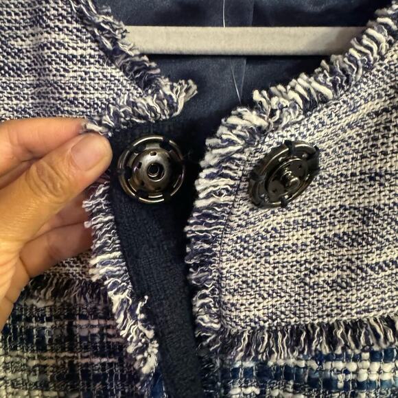 NWT Chico’s Textured Colorblock Tweed Open Jacket Size 3/ XL Blue - Picture 8 of 14